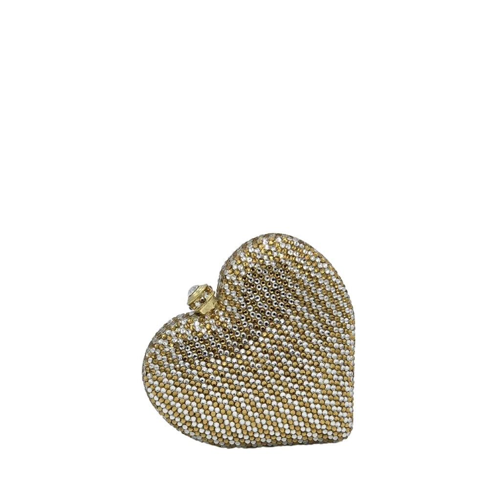 Silver Crystal Heart Clutch – self-portrait