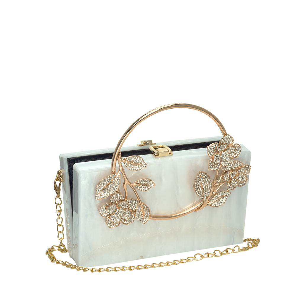 Metal Handle Acrylic Clutch – 504