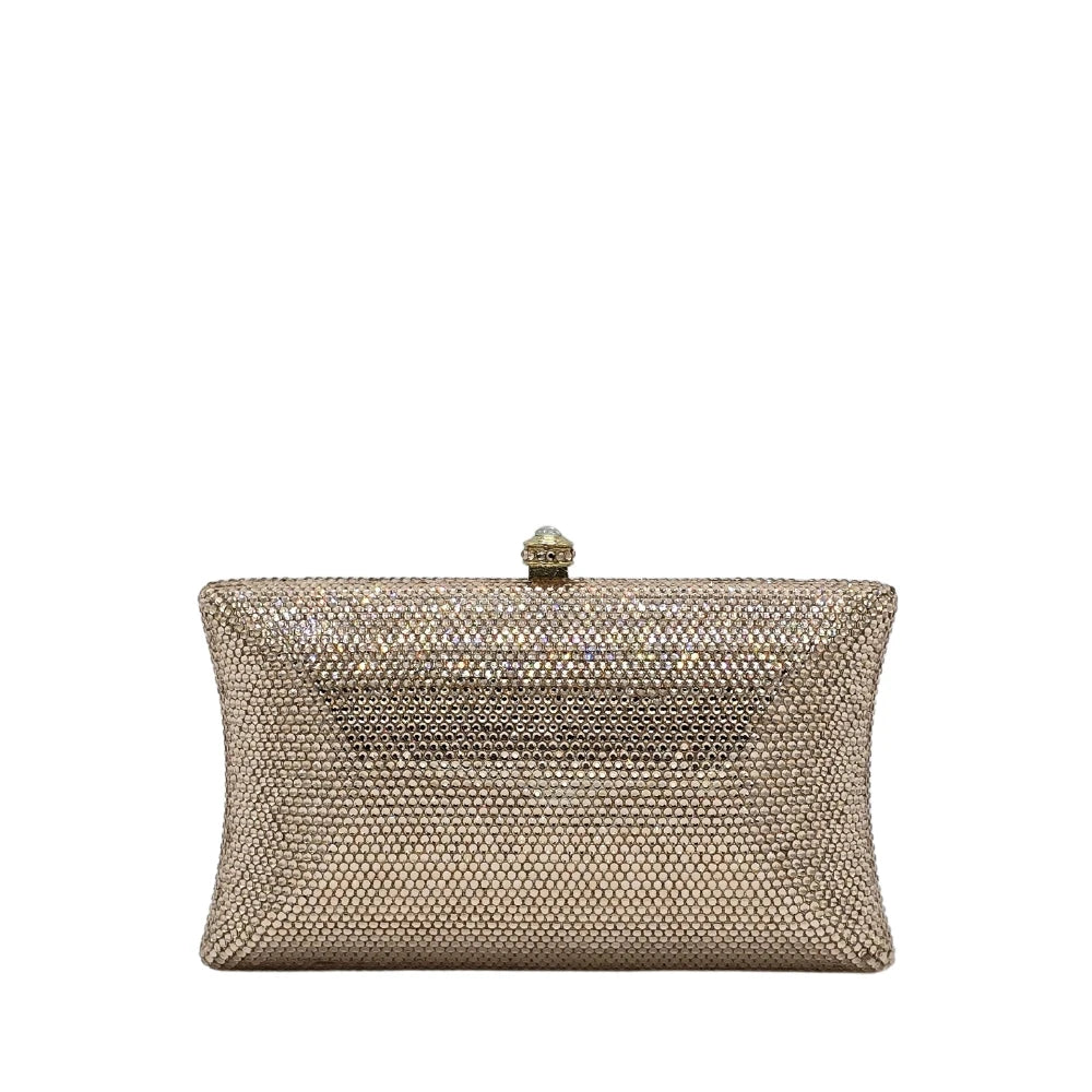 Rectangular Shape Crystal Clutch - 164